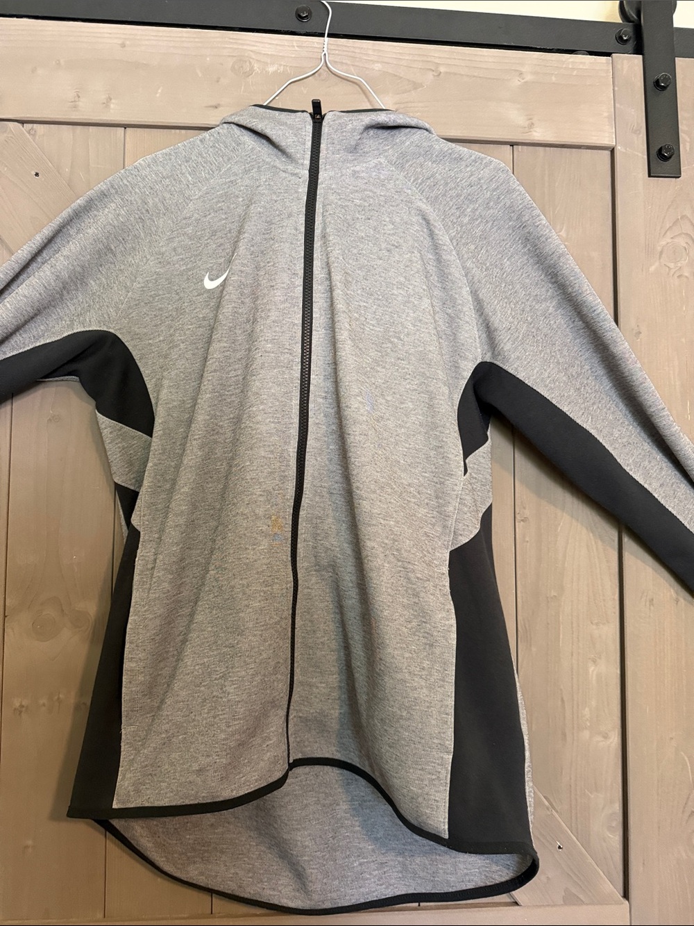 Nike Gray and Black Hooded Full-Zip Basketball Warmup Jacket